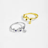S925 Sterling Silver Opening Adjustable Ring With Zircon Pendant In Geometric Style And Platinum Or 18K Gold Electroplating
