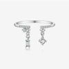 S925 Sterling Silver Opening Adjustable Ring With Zircon Pendant In Geometric Style And Platinum Or 18K Gold Electroplating