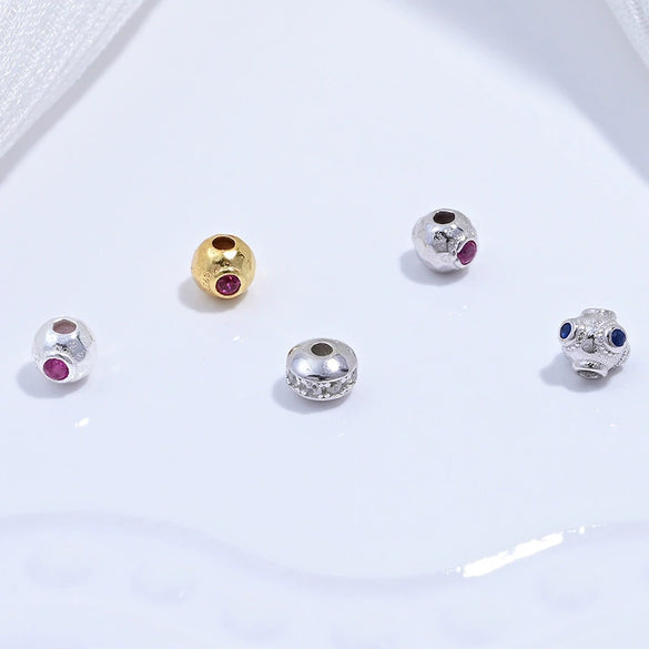 S925 Sterling Silver Oval Lantern Beaded Spacer Loose Beads Inlaid With Zirconia For Diy Bracelet Necklace