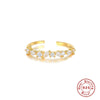 S925 Sterling Silver Oval Pear Shaped Cubic Diamond Open Ring With Electroplating And Geometric Design For Women