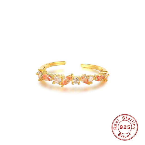 S925 Sterling Silver Oval Pear Shaped Cubic Diamond Open Ring With Electroplating And Geometric Design For Women