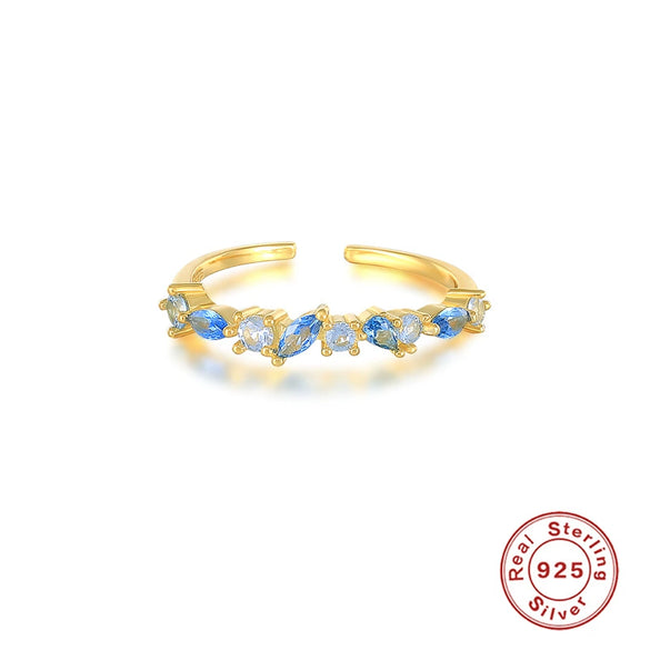 S925 Sterling Silver Oval Pear Shaped Cubic Diamond Open Ring With Electroplating And Geometric Design For Women