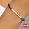 S925 Sterling Silver Pearl Blue Gold Stone Geometric Vintage Women's Hand Jewelry With Real Gold Electroplating