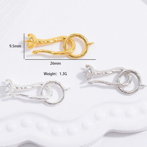 S925 Sterling Silver Pearl Bud Link Buckle Handmade Jewelry With Electroplating