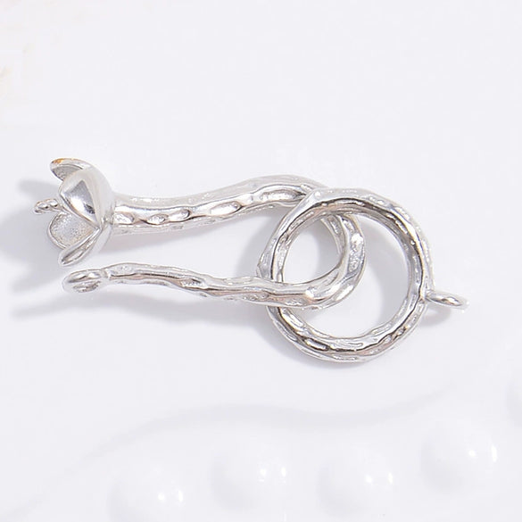 S925 Sterling Silver Pearl Bud Link Buckle Handmade Jewelry With Electroplating