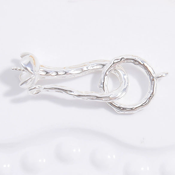 S925 Sterling Silver Pearl Bud Link Buckle Handmade Jewelry With Electroplating