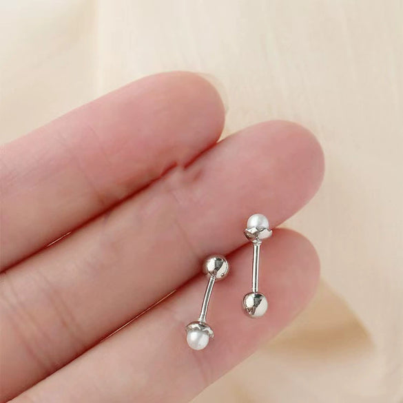 S925 Sterling Silver Pearl Flower Shape Earrings