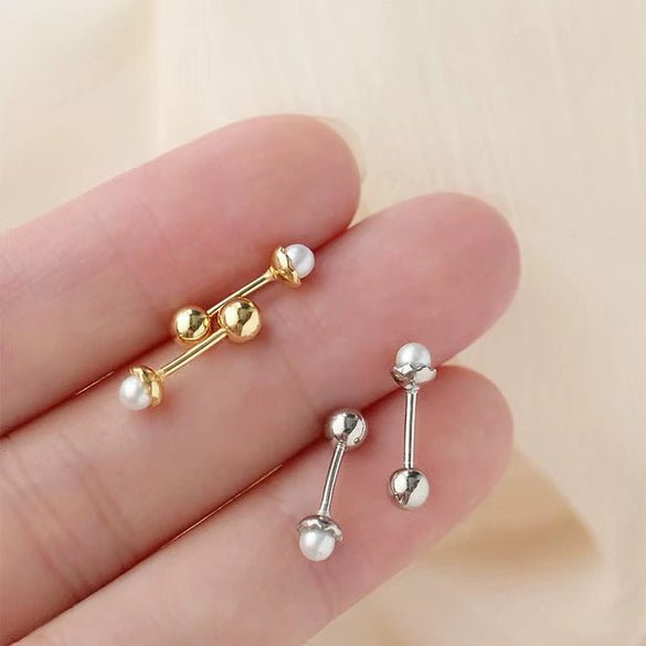 S925 Sterling Silver Pearl Flower Shape Earrings