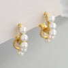 S925 Sterling Silver Pearl Geometric Circle Earrings With Electroplated Finish Fashion Jewelry