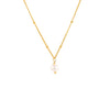 S925 Sterling Silver Pearl Ochain Collarbone Necklace With Small Gold Beads And Geometric Zircon Pendant Electroplated For Women