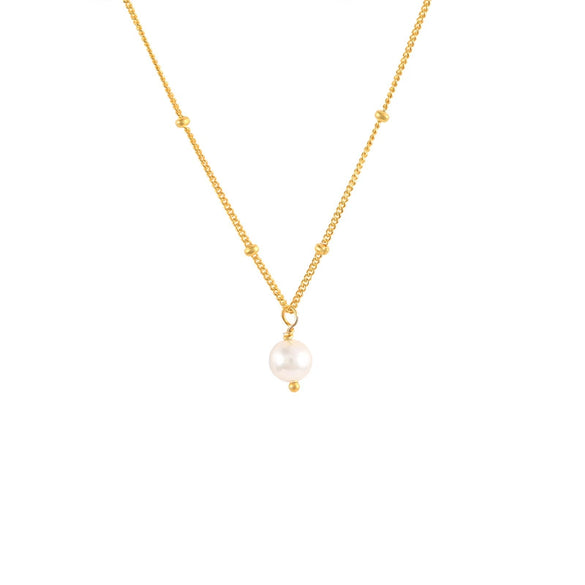 S925 Sterling Silver Pearl Ochain Collarbone Necklace With Small Gold Beads And Geometric Zircon Pendant Electroplated For Women