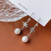 S925 Sterling Silver Pearl Star Geometric Earrings For Women With Fine Craftsmanship Simple Elegant Distinctive Style