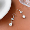 S925 Sterling Silver Pearl Star Geometric Earrings For Women With Fine Craftsmanship Simple Elegant Distinctive Style
