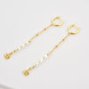 S925 Sterling Silver Pearl Tassel Ear Buckle Long Chain Earrings Geometric Style