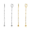S925 Sterling Silver Pearl Tassel Ear Buckle Long Chain Earrings Geometric Style