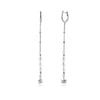 S925 Sterling Silver Pearl Tassel Ear Buckle Long Chain Earrings Geometric Style