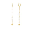 S925 Sterling Silver Pearl Tassel Ear Buckle Long Chain Earrings Geometric Style