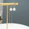 S925 Sterling Silver Pearl Tassel Earrings Long Geometric Threader Ear Line Dangle Earrings For Women
