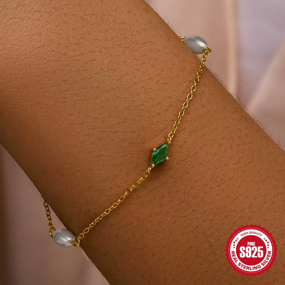 S925 Sterling Silver Pearl Women's Bracelet With Elegant Diamondencrusted Horse Eyes Design And Electroplating Process