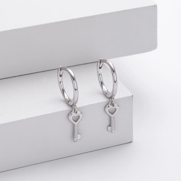 S925 Sterling Silver Personality Fashion Creative Key Earrings