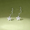 S925 Sterling Silver Petal Wave Flower Tassel Earrings Lovely Plain Floral Ear Line Jewelry For Women