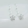 S925 Sterling Silver Petal Wave Flower Tassel Earrings Lovely Plain Floral Ear Line Jewelry For Women