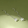 S925 Sterling Silver Petal Wave Flower Tassel Earrings Lovely Plain Floral Ear Line Jewelry For Women