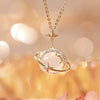 S925 Sterling Silver Planet Chalcedony Pendant Necklace For Women Geometric Star Design Handmade Cross Chain Elegant Light Luxury Jewelry