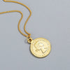 S925 Sterling Silver Portrait Coin Pendant Necklace Round Medallion Collarbone Chain With Electroplated Retro Minimalist Elegant Style