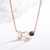 S925 Sterling Silver Projection Necklace With I Love You Text Pendant Cross Chain Electroplated Clavicle Jewelry
