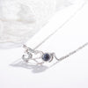 S925 Sterling Silver Projection Necklace With I Love You Text Pendant Cross Chain Electroplated Clavicle Jewelry