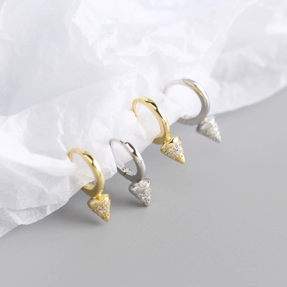 S925 Sterling Silver Punk Rivet Geometric Ear Stud Earrings With Electroplating