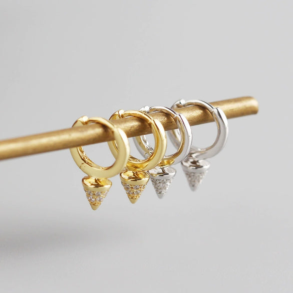 S925 Sterling Silver Punk Rivet Geometric Ear Stud Earrings With Electroplating