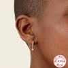 S925 Sterling Silver Punk Style Earrings With Rivets Zircon Inlaid And Real Gold Plated Geometric Pattern