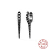 S925 Sterling Silver Punk Style Earrings With Rivets Zircon Inlaid And Real Gold Plated Geometric Pattern