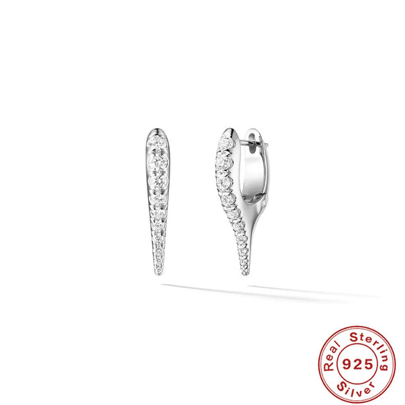S925 Sterling Silver Punk Style Earrings With Rivets Zircon Inlaid And Real Gold Plated Geometric Pattern