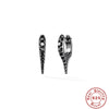 S925 Sterling Silver Punk Style Earrings With Rivets Zircon Inlaid And Real Gold Plated Geometric Pattern