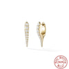 S925 Sterling Silver Punk Style Earrings With Rivets Zircon Inlaid And Real Gold Plated Geometric Pattern