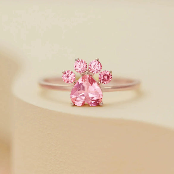 S925 Sterling Silver Puppy Dog Claw Animal Ring Women's Simple Fashion Geometric Electroplated