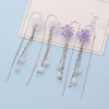 S925 Sterling Silver Purple Flower Tassel Drop Earrings Elegant Floral Fashion Earrings For Women