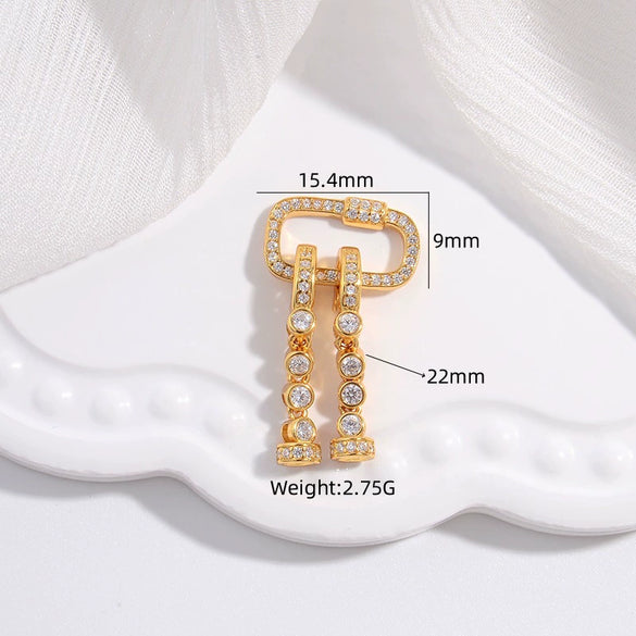 S925 Sterling Silver Rectangular Chain Long Leg Buckle Universal Coil Extension Buckle Zirconia Fashion Geometric Diy Necklace Bracelet