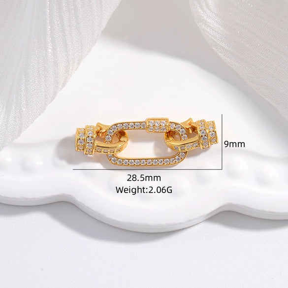 S925 Sterling Silver Rectangular Chain Long Leg Buckle Universal Coil Extension Buckle Zirconia Fashion Geometric Diy Necklace Bracelet
