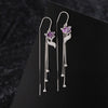 S925 Sterling Silver Red Fox Zircon Long Tassel Earrings Light Luxury Animal Style Elegant Earrings For Women