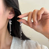 S925 Sterling Silver Red Fox Zircon Long Tassel Earrings Light Luxury Animal Style Elegant Earrings For Women