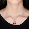 S925 Sterling Silver Red Pomegranate Cherry Fruit Pendant Necklace Natural Style Jewelry Wholesale