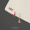 S925 Sterling Silver Red Zirconium Irregular Geometric Women's Earrings