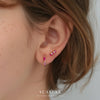 S925 Sterling Silver Red Zirconium Irregular Geometric Women's Earrings