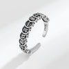 S925 Sterling Silver Retro Flower Adjustable Ring For Women With Electroplated Finish Romantic Statement Jewelry