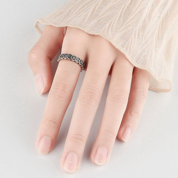 S925 Sterling Silver Retro Flower Adjustable Ring For Women With Electroplated Finish Romantic Statement Jewelry