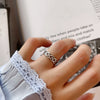 S925 Sterling Silver Retro Twisted Rope Braided Freshwater Pearl Open Ring With Polishing